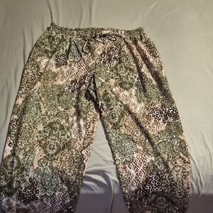Soho Green and Brown Patterned Pants
